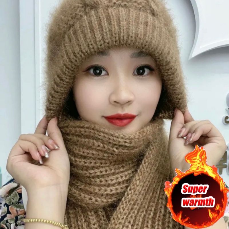 Women's Knit Hat Scarf Set Fle - Cycling Gear Cold Weather ulasan dan harga